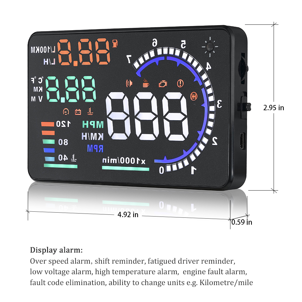 Hud Obd2 Multi Function Alarm - Affichage Tactile OBD2 pour Voiture A8,