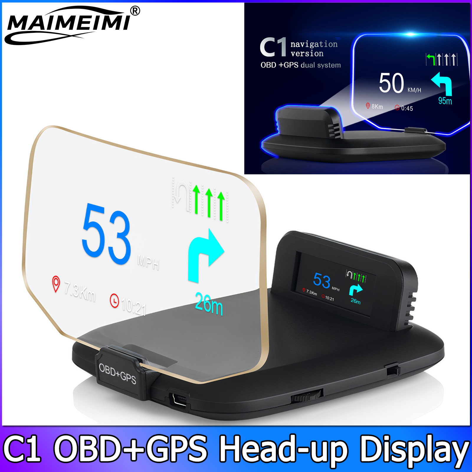 Obd2 Hud Speedometer Projector - QC Navigation Projection C1 voiture OBD2