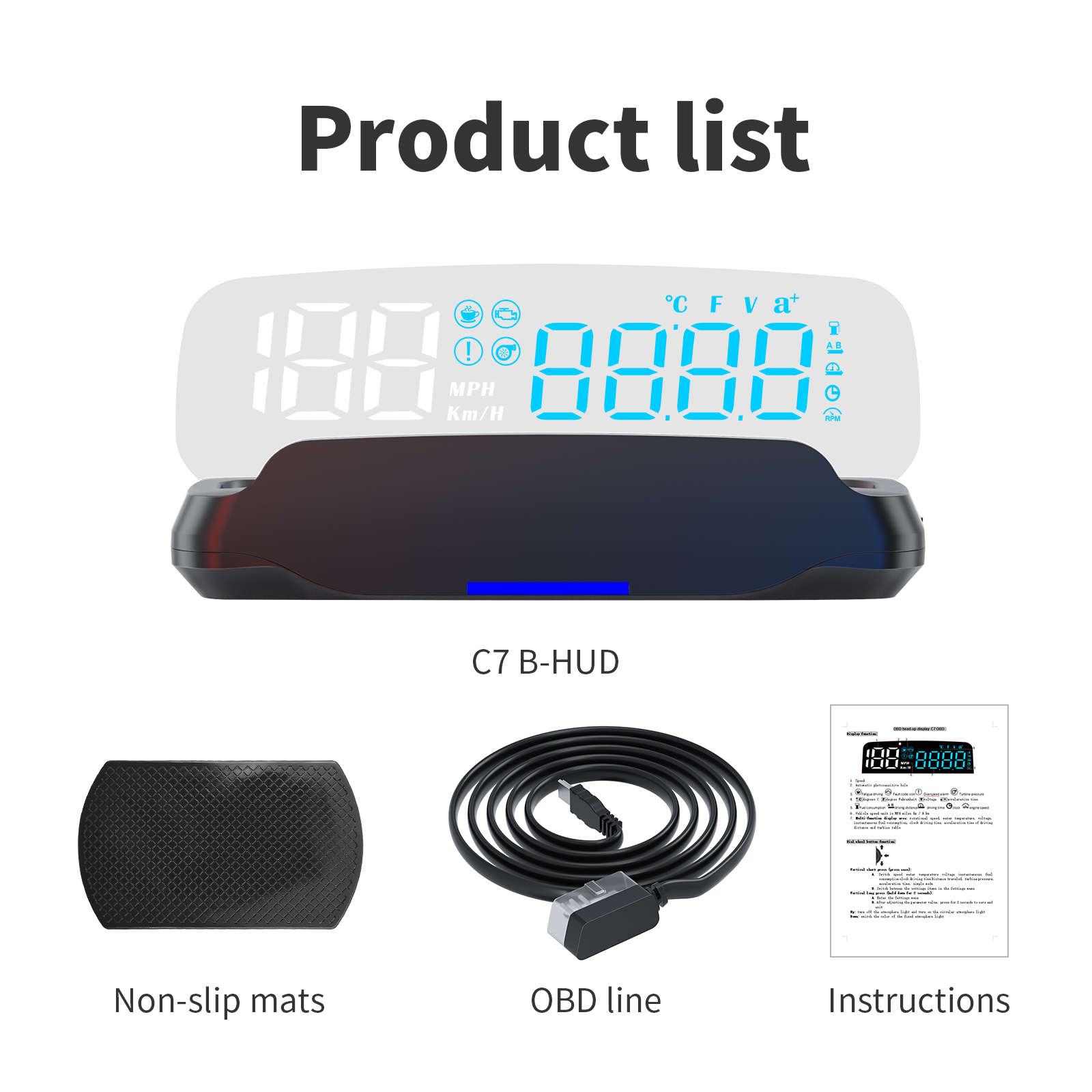 C7B OBD2 HUD affichage tête ha - Obd2 Hud Speedometer Projector avis et prix