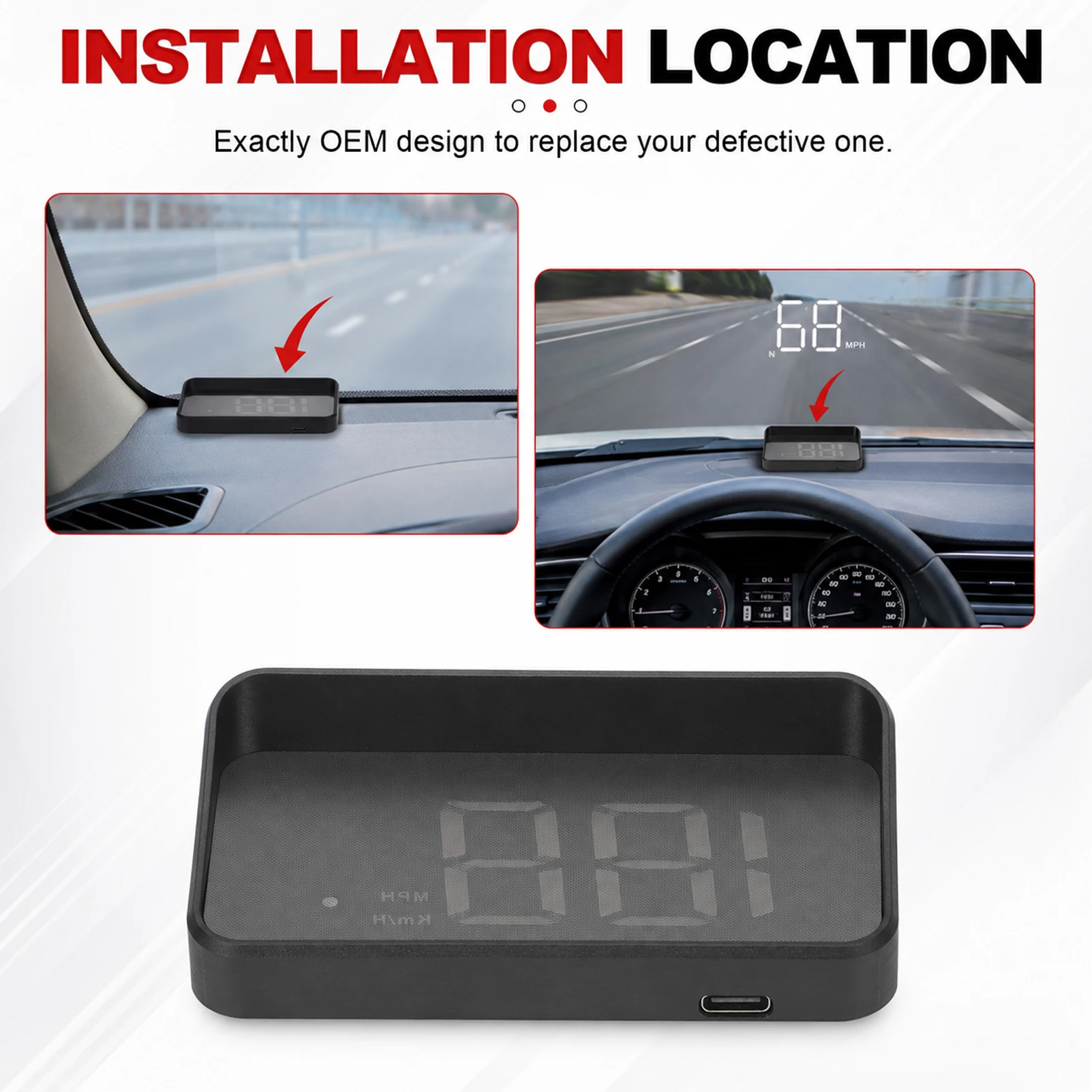 Projecteur de pare-brise HUD,  - Hud Speedometer Digital Universal avis et prix