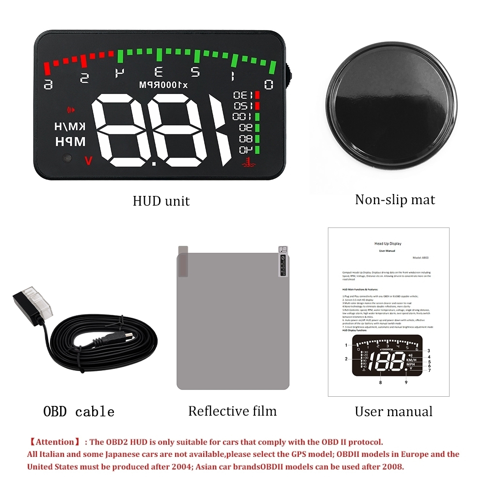 A900 OBD2 pour voiture, projec - Obd2 Hud Speedometer Projector avis et prix