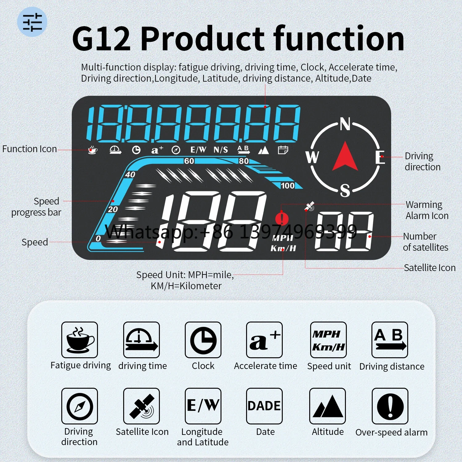 Nouveau G12, affichage tête ha - Car Hud Head Up Display Gps avis et prix