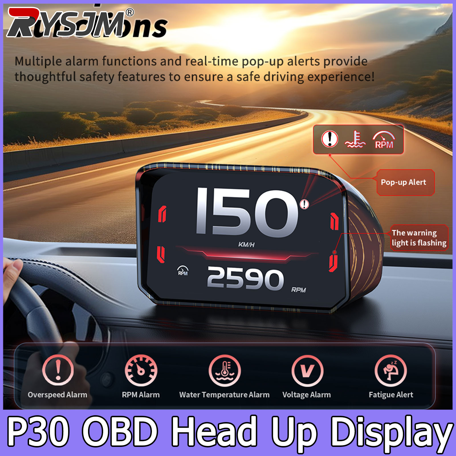 Compteur de vitesse P30, compt - Hud Obd2 Multi Function Alarm avis et prix