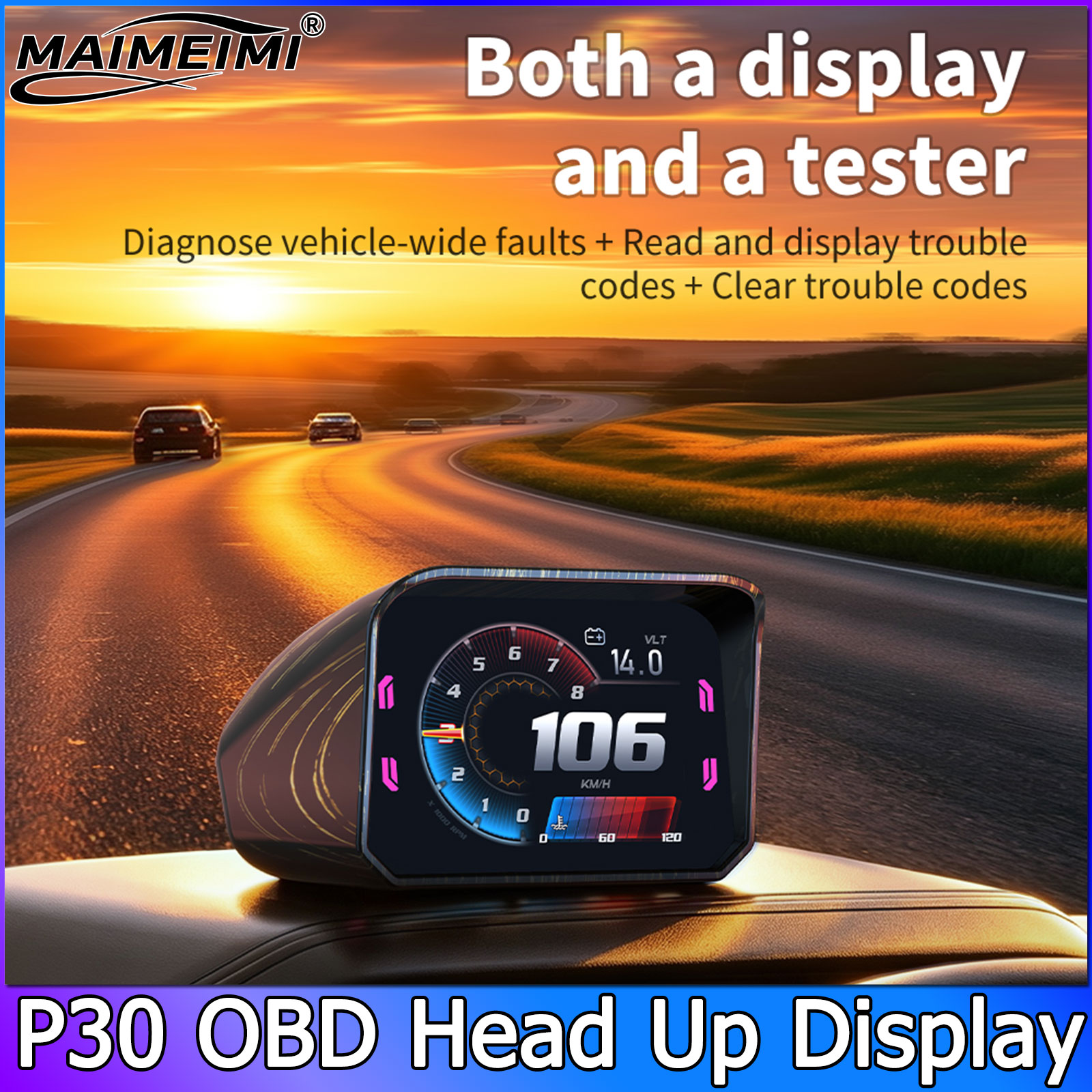 Compteur de vitesse P30, compt - Hud Obd2 Multi Function Alarm avis et prix